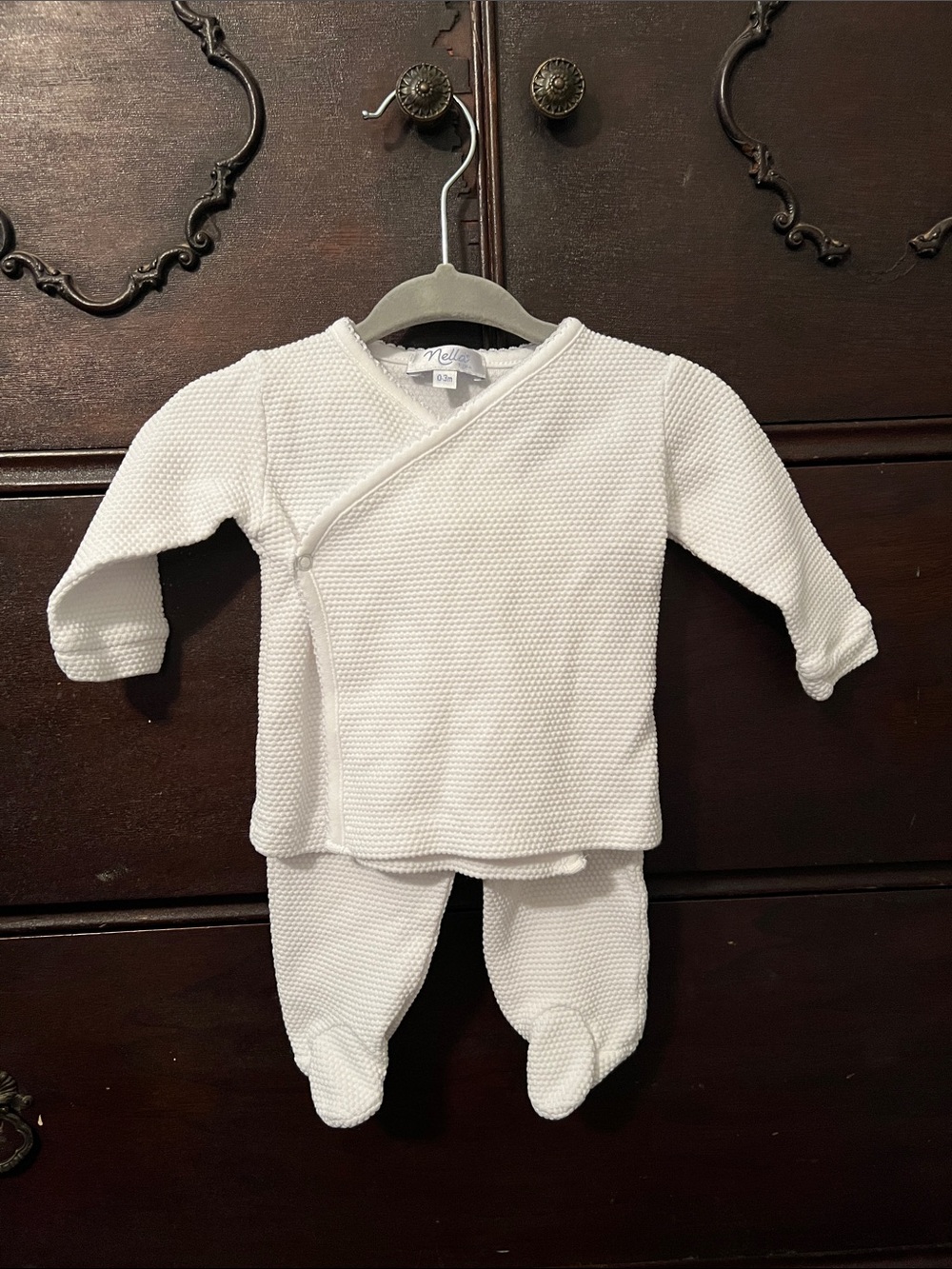 Nellapima White Textured Baby Kimono Set